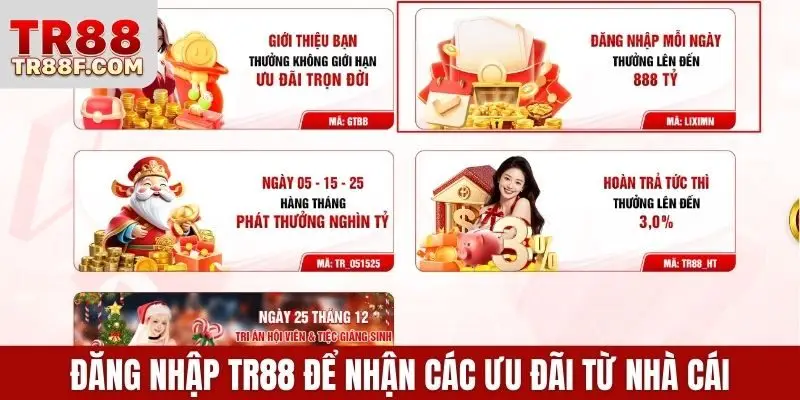 Đăng nhập TR88 để nhận các ưu đãi từ nhà cái